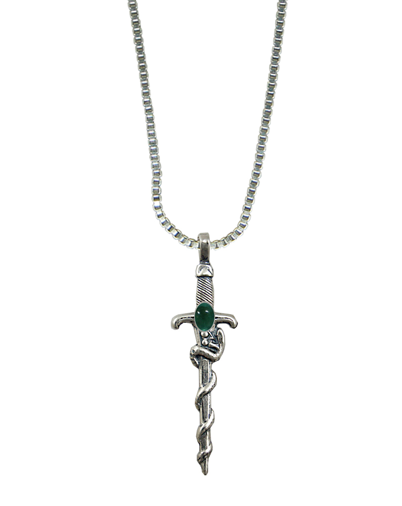 Sterling Silver Snake Sword Pendant With Fluorite